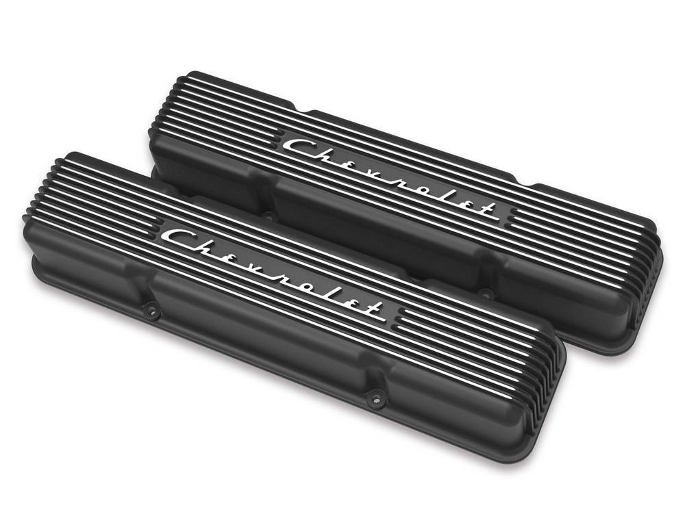 [HLY241-108] Holley - SBC Valve Covers Finned Vintage Series Black