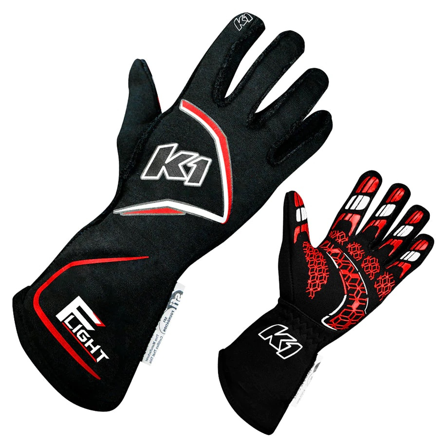 [K1R23-FLT-NR-M] K1 Racegear - Gloves Flight Medium Black-Red