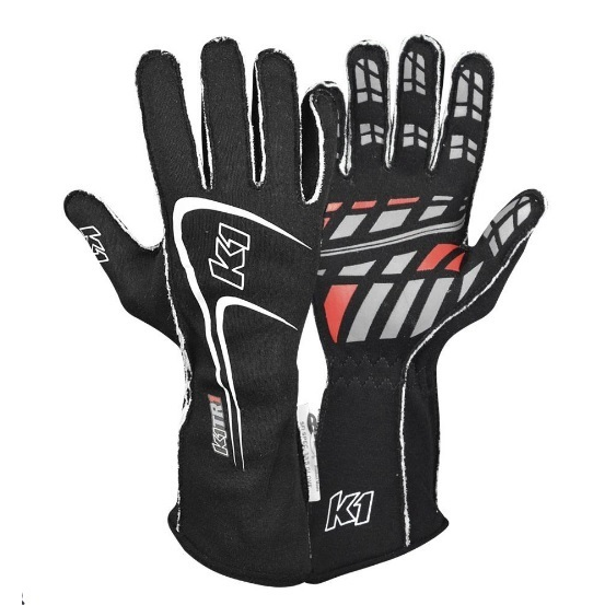 [K1R23-TR1-N-S] K1 Racegear - Glove Track1 Black Small SFI 5