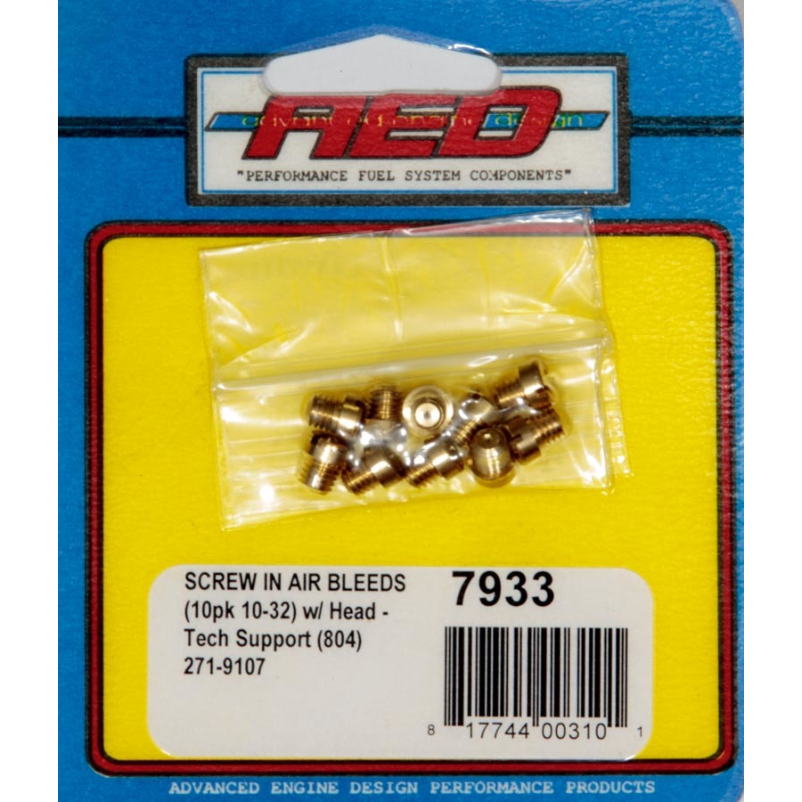 [AED7933] AED - 10-32 Screw-In Air Bleed With Head